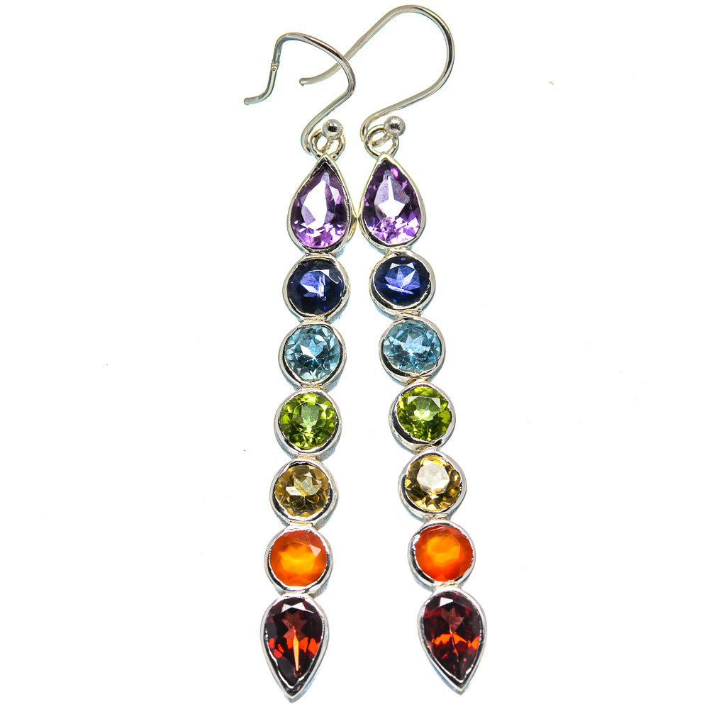 Multi-Stone Chakra Earrings handcrafted by Anasilvercos - EARR414771