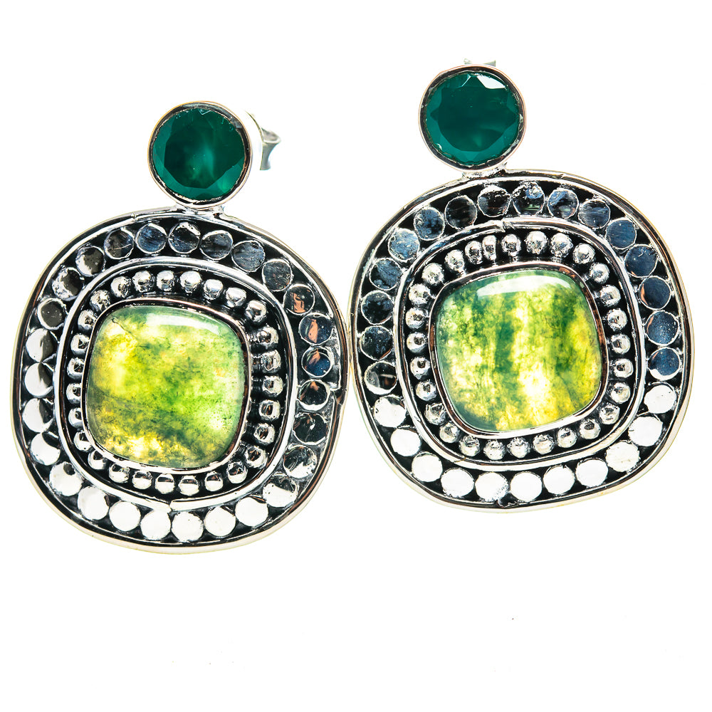 Green Moss Agate Earrings handcrafted by Anasilvercos - EARR414776