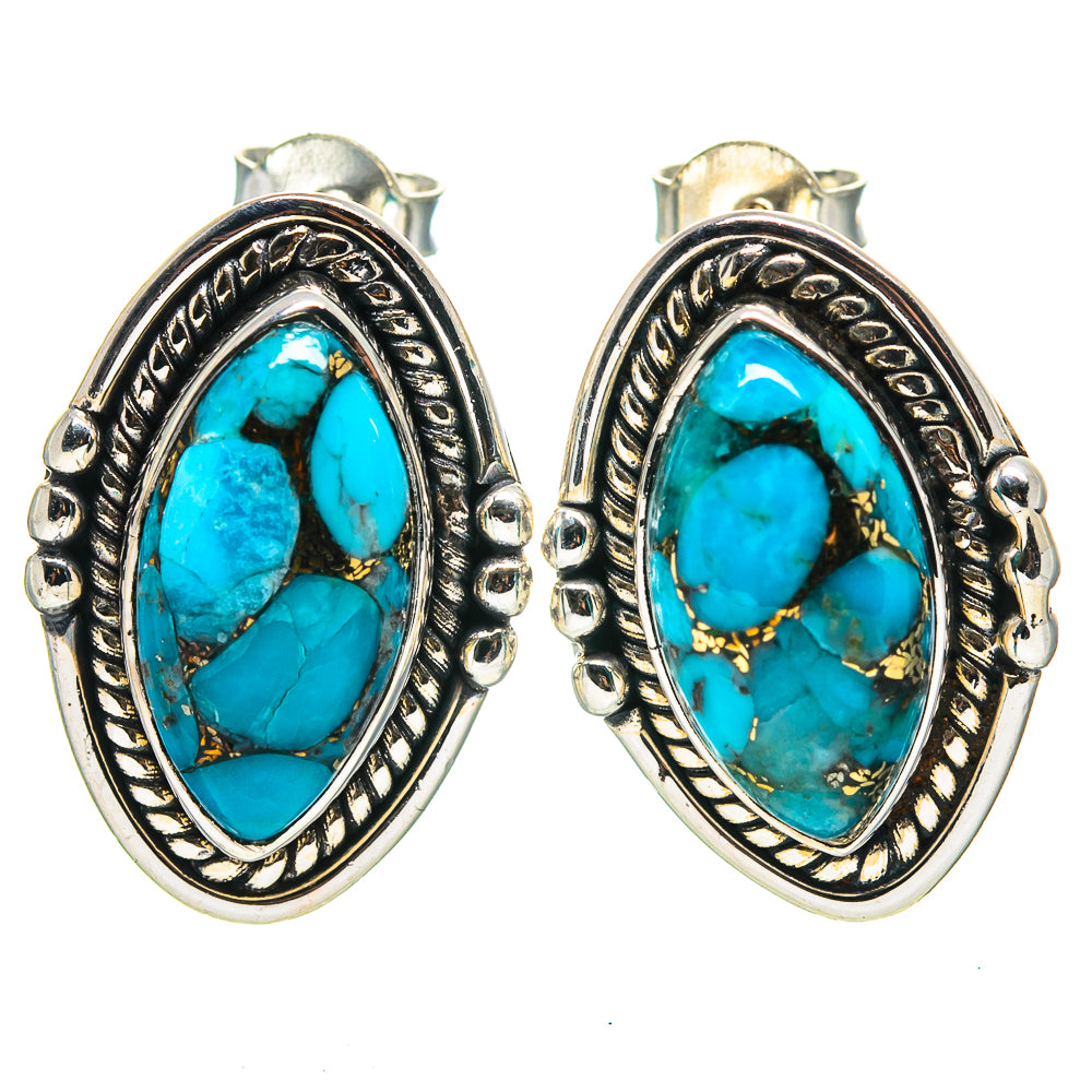 Blue Copper Composite Turquoise Earrings handcrafted by Anasilvercos - EARR414777