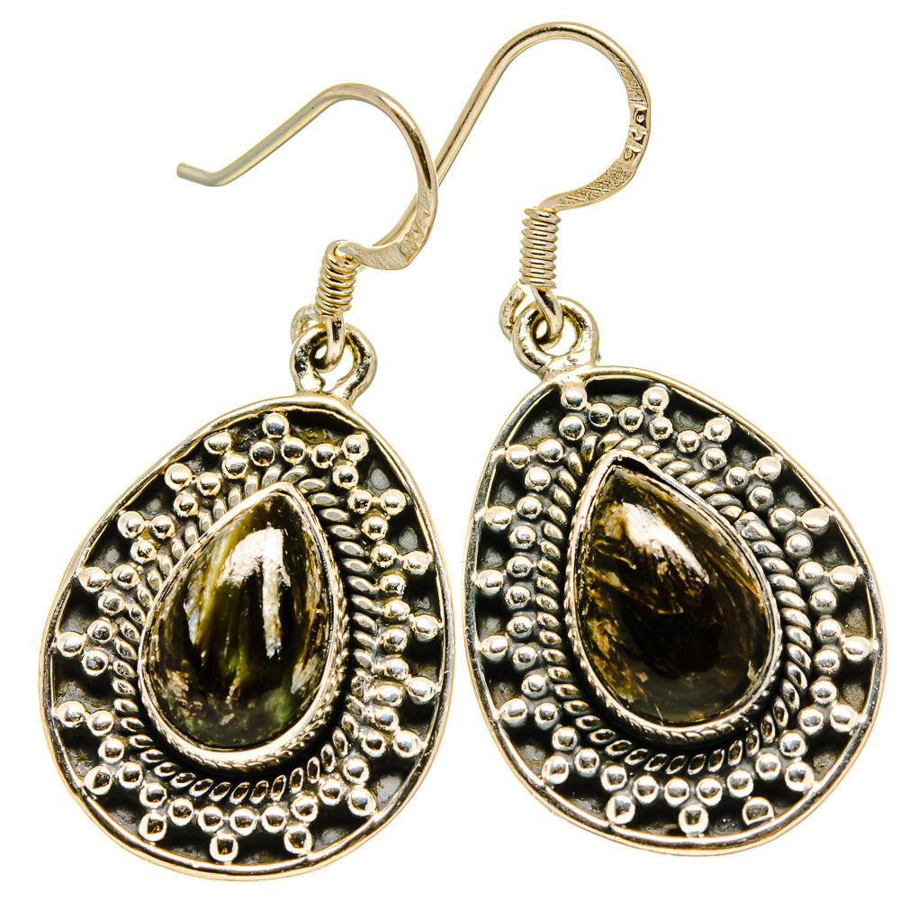 Golden Seraphinite Earrings handcrafted by Anasilvercos - EARR414808