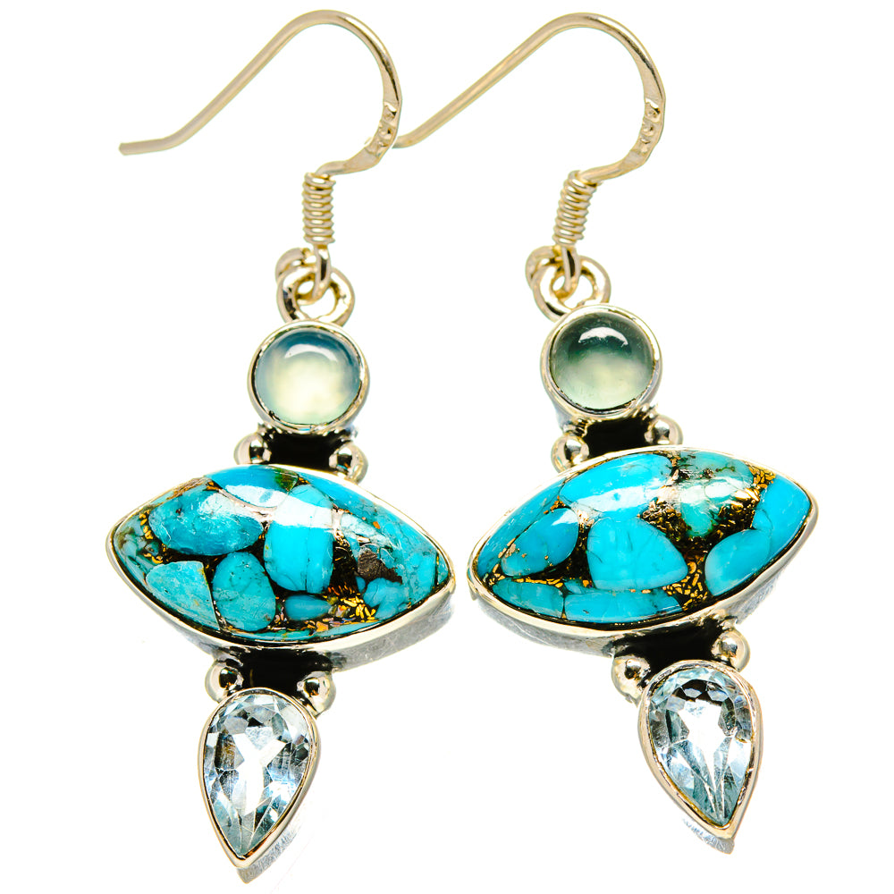 Blue Copper Composite Turquoise Earrings handcrafted by Anasilvercos - EARR414821
