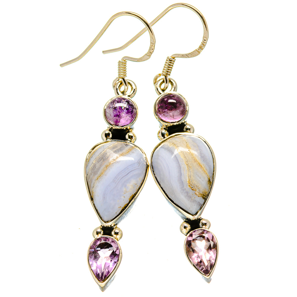 Blue Lace Agate Earrings handcrafted by Anasilvercos - EARR414822