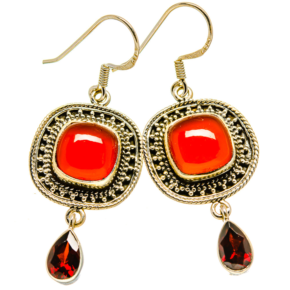 Red Onyx Earrings handcrafted by Anasilvercos - EARR414825