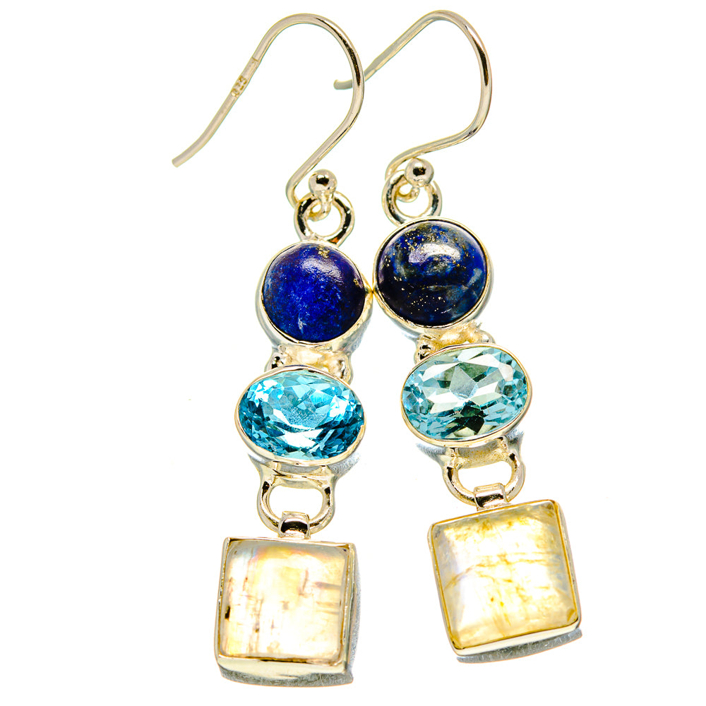 Rainbow Moonstone Earrings handcrafted by Anasilvercos - EARR414827