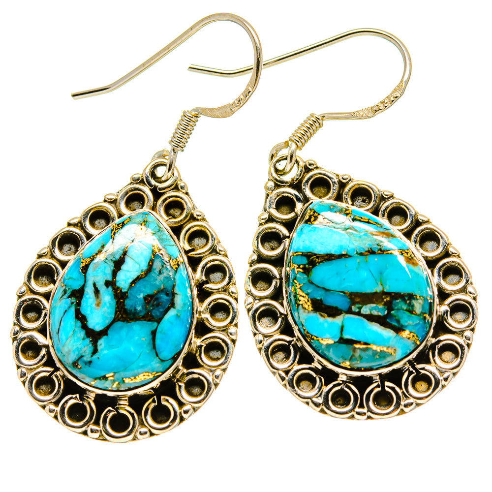Blue Copper Composite Turquoise Earrings handcrafted by Anasilvercos - EARR414836