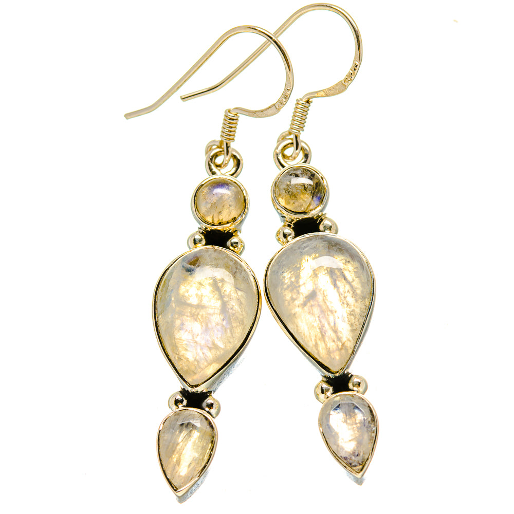 Rainbow Moonstone Earrings handcrafted by Anasilvercos - EARR414837