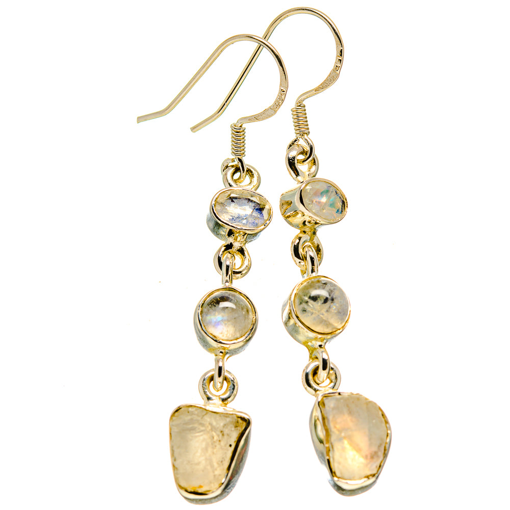 Rainbow Moonstone Earrings handcrafted by Anasilvercos - EARR414838