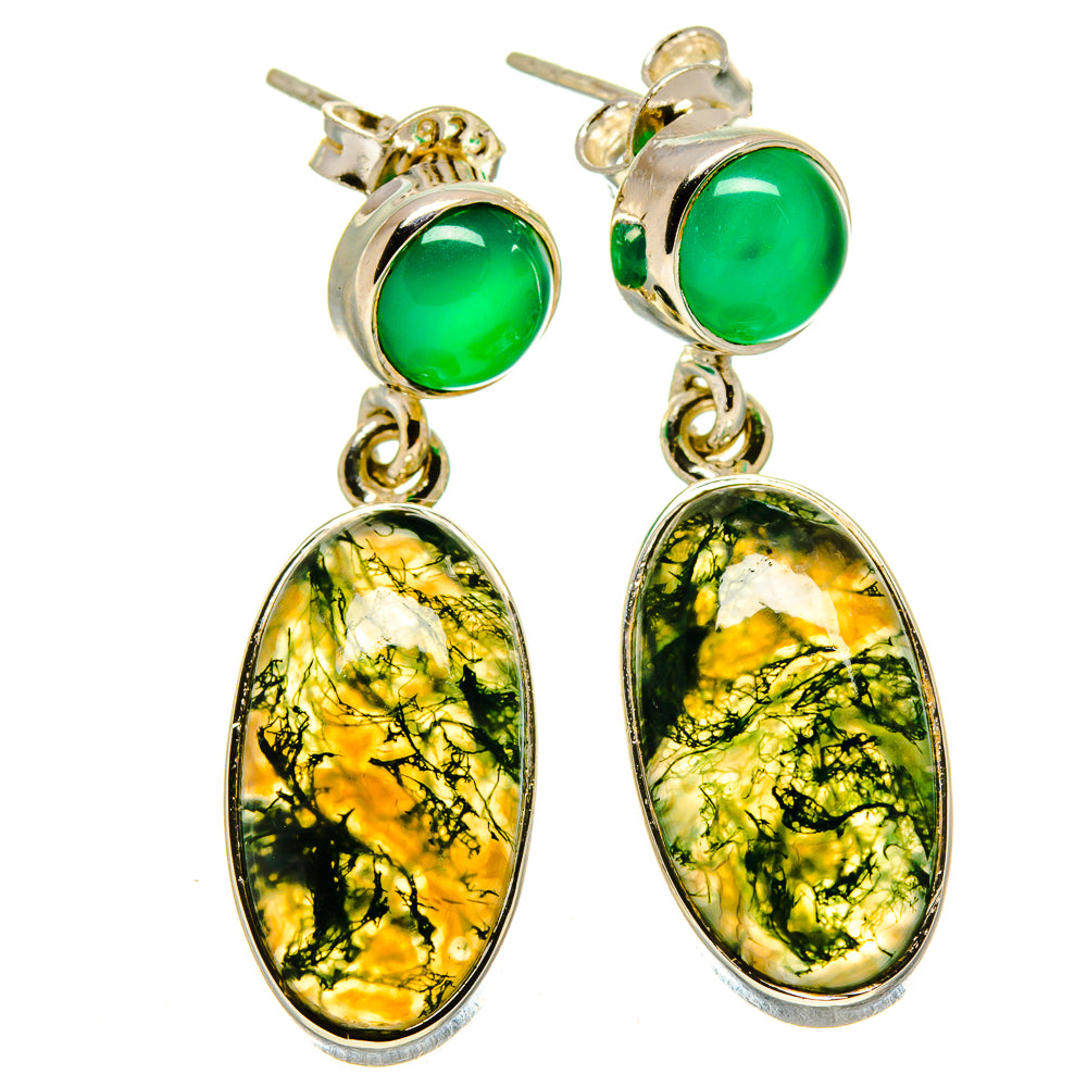 Green Moss Agate Earrings handcrafted by Anasilvercos - EARR414858