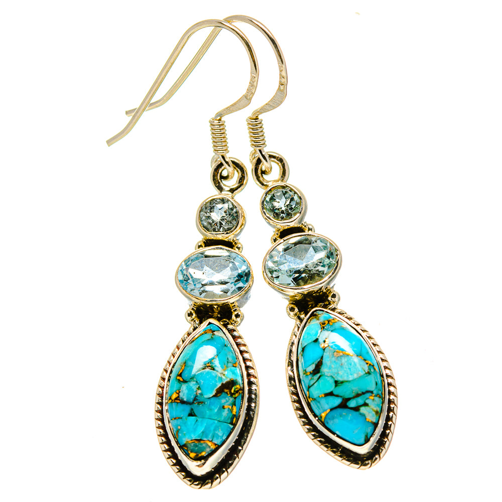 Blue Copper Composite Turquoise Earrings handcrafted by Anasilvercos - EARR414901