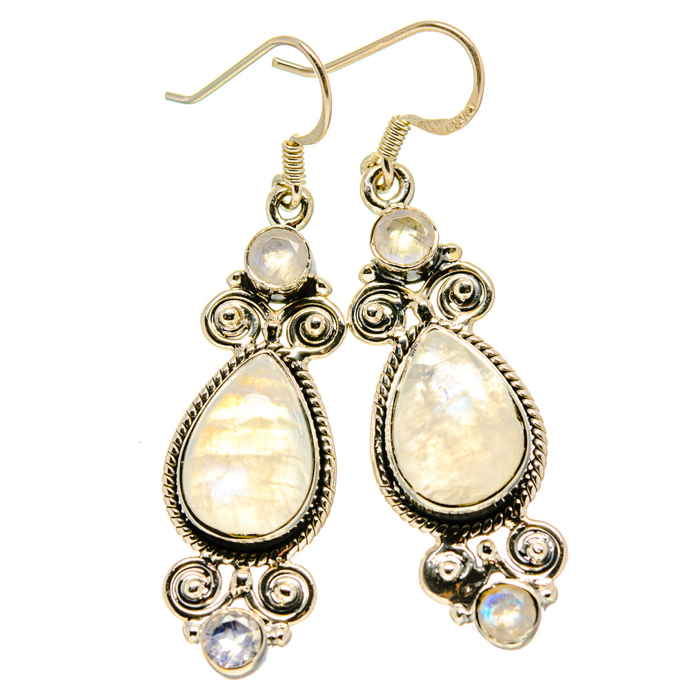 Rainbow Moonstone Earrings handcrafted by Anasilvercos - EARR414908