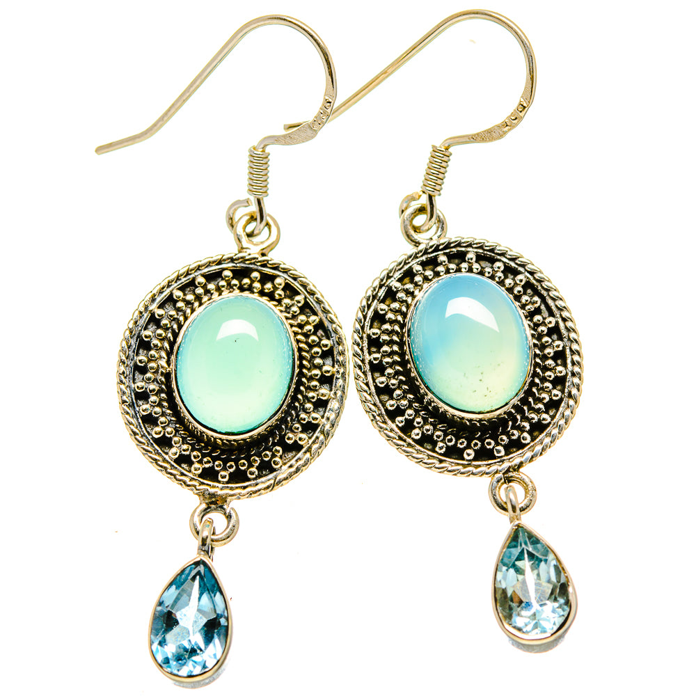 Aqua Chalcedony Earrings handcrafted by Anasilvercos - EARR414909
