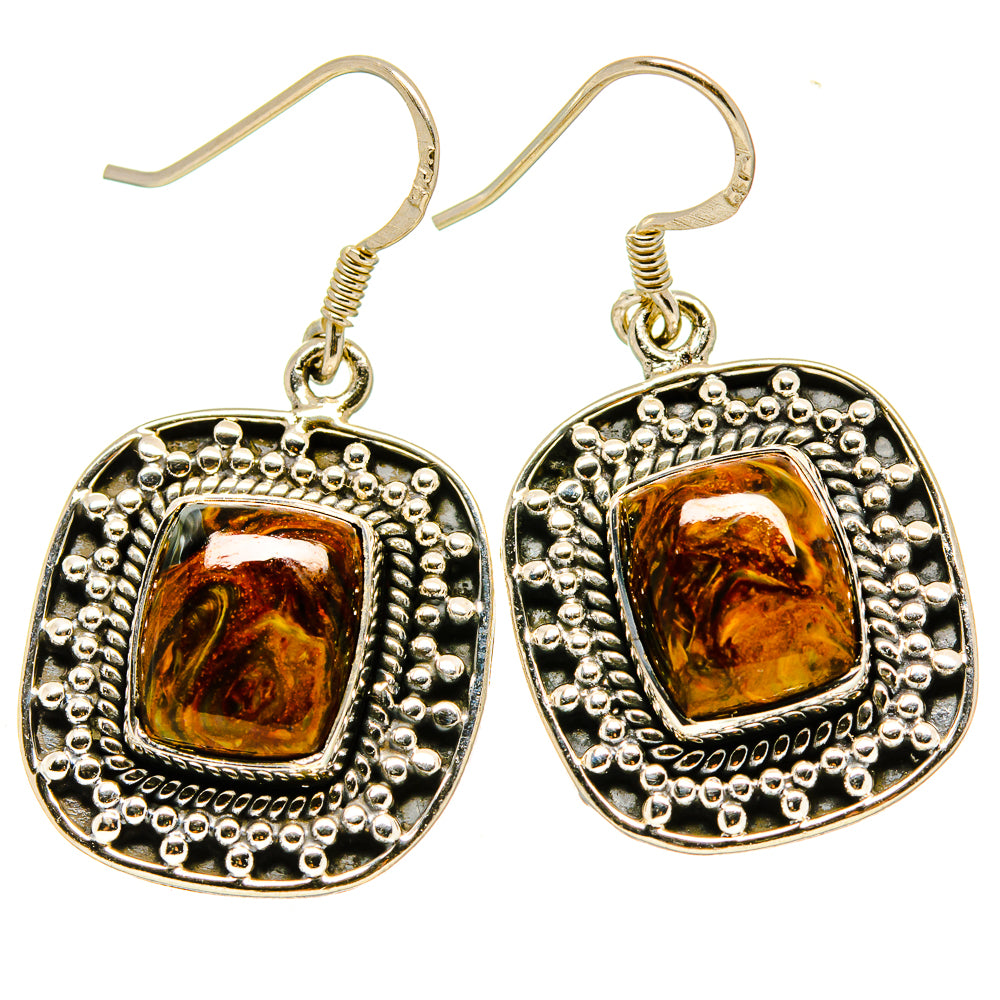 Golden Pietersite Earrings handcrafted by Anasilvercos - EARR414914