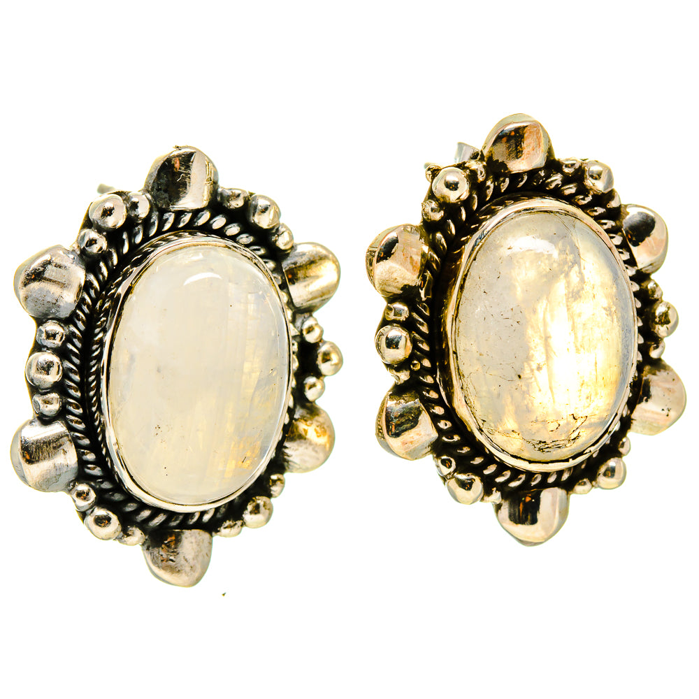 Rainbow Moonstone Earrings handcrafted by Anasilvercos - EARR414934