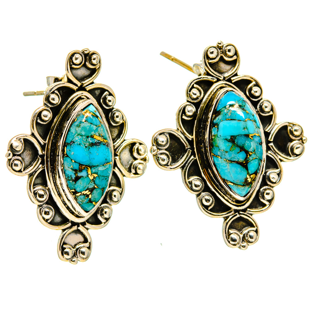 Blue Copper Composite Turquoise Earrings handcrafted by Anasilvercos - EARR414936