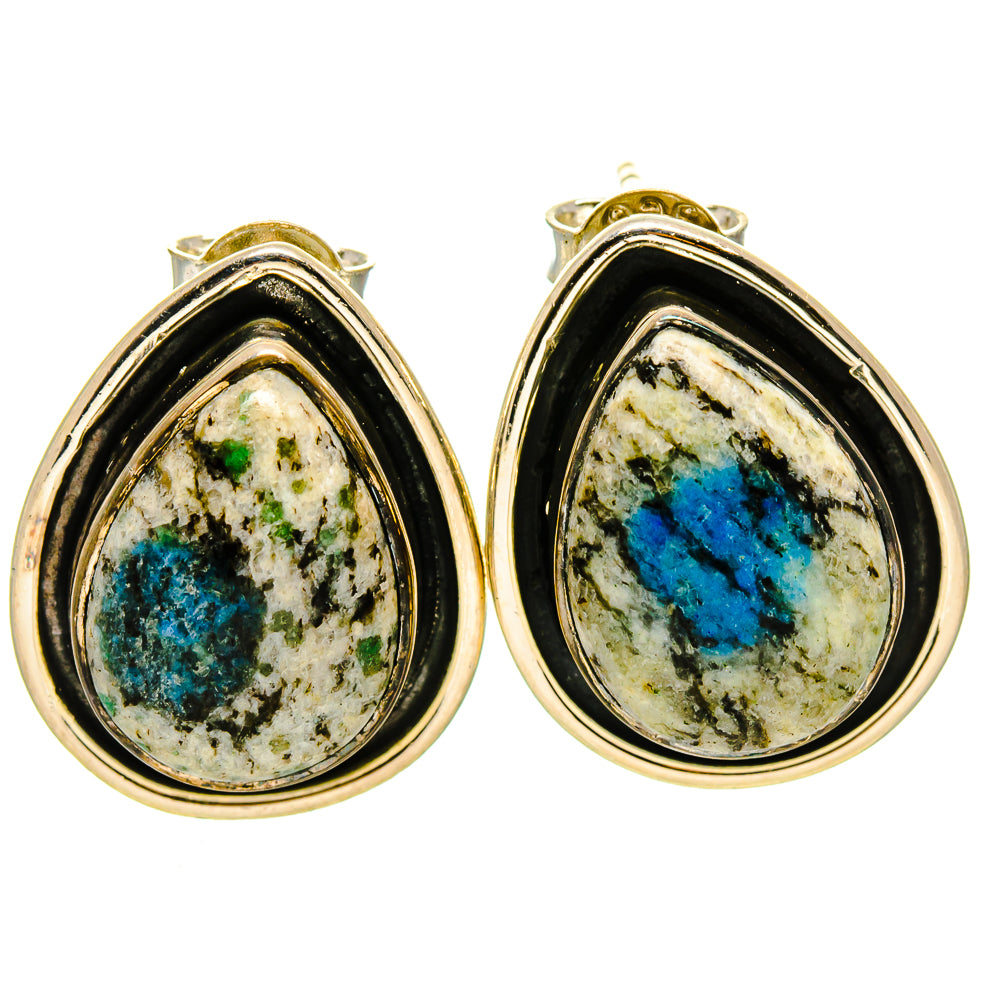 K2 Blue Azurite Earrings handcrafted by Anasilvercos - EARR414939