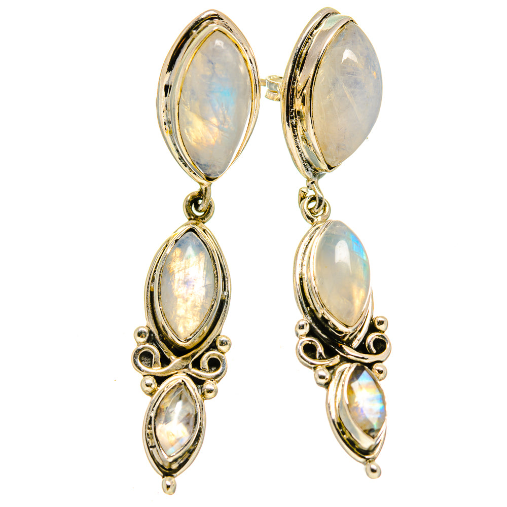 Rainbow Moonstone Earrings handcrafted by Anasilvercos - EARR414940