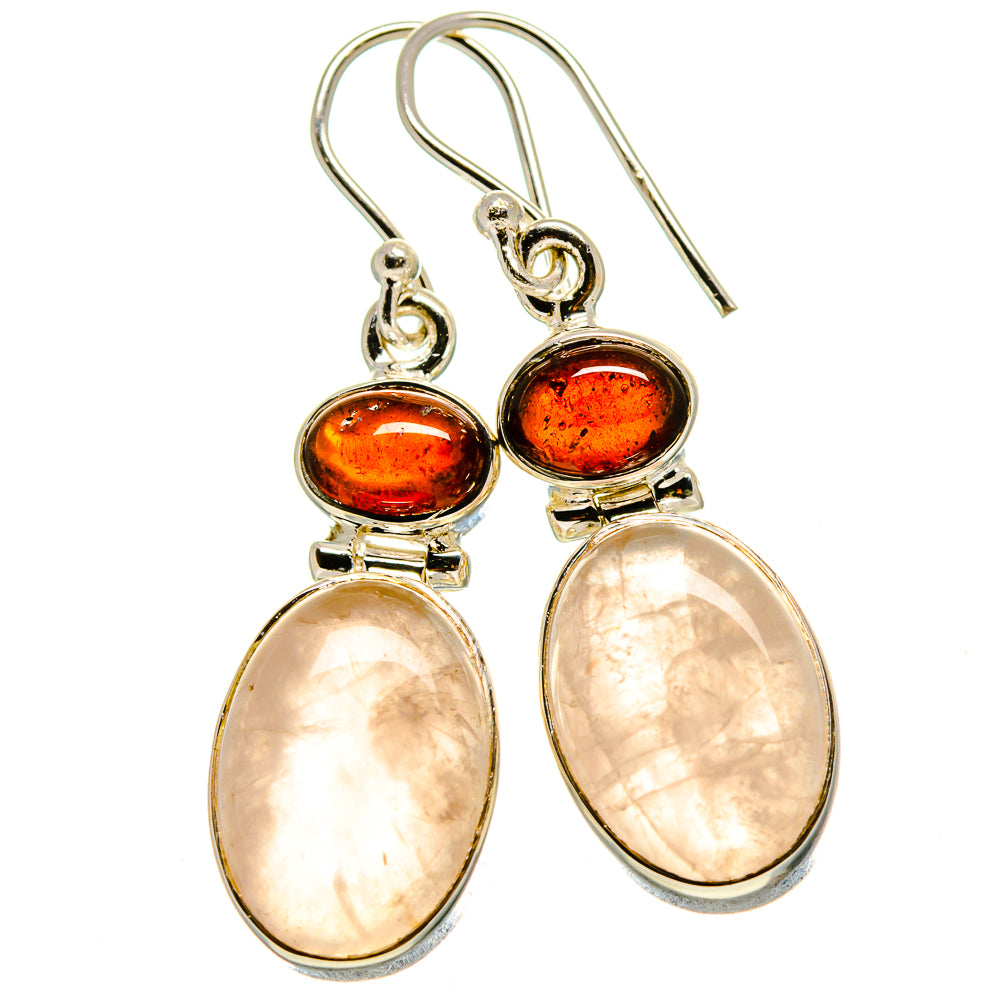 Rose Quartz Earrings handcrafted by Anasilvercos - EARR414948