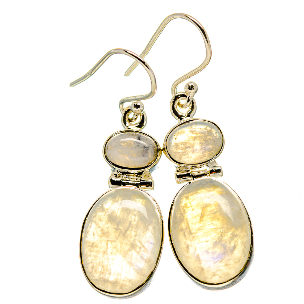 Rainbow Moonstone Earrings handcrafted by Anasilvercos - EARR414957