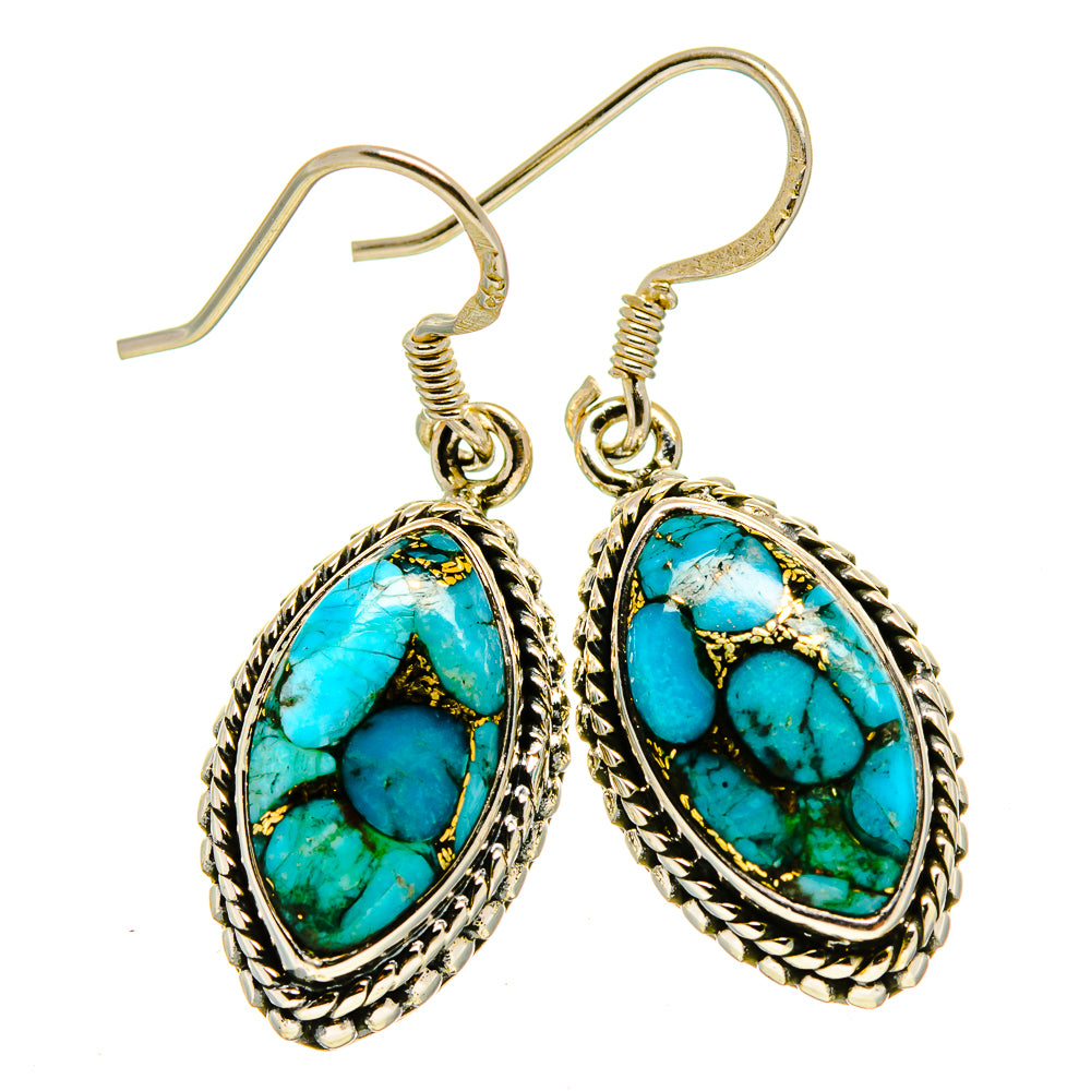 Blue Copper Composite Turquoise Earrings handcrafted by Anasilvercos - EARR414961