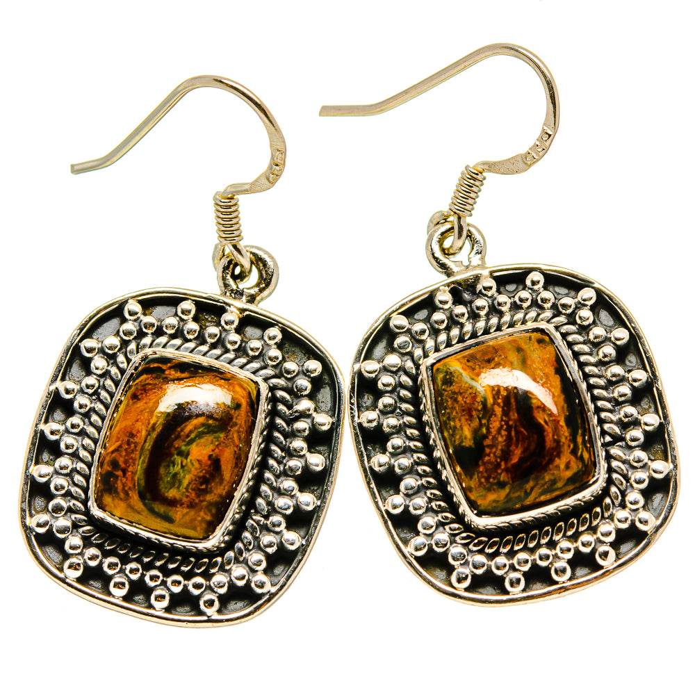 Golden Pietersite Earrings handcrafted by Anasilvercos - EARR414972