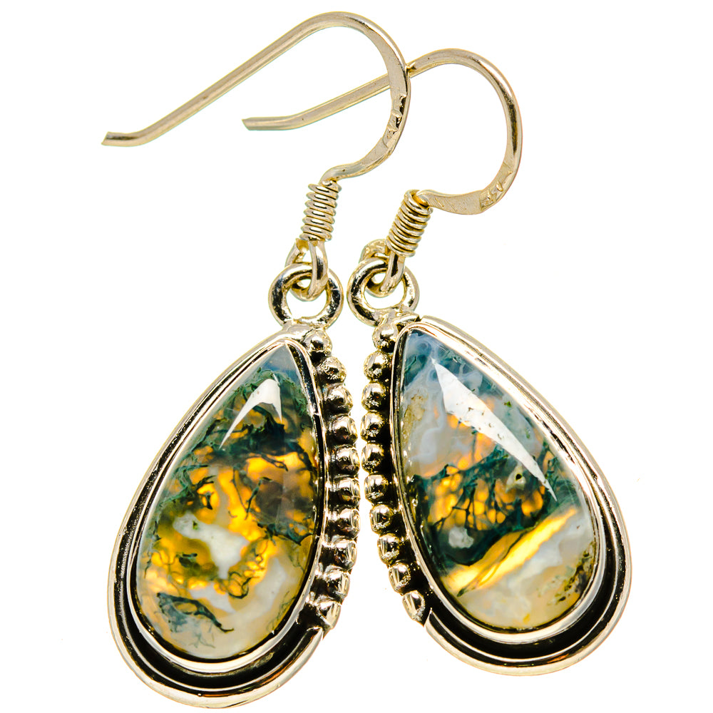 Green Moss Agate Earrings handcrafted by Anasilvercos - EARR414977