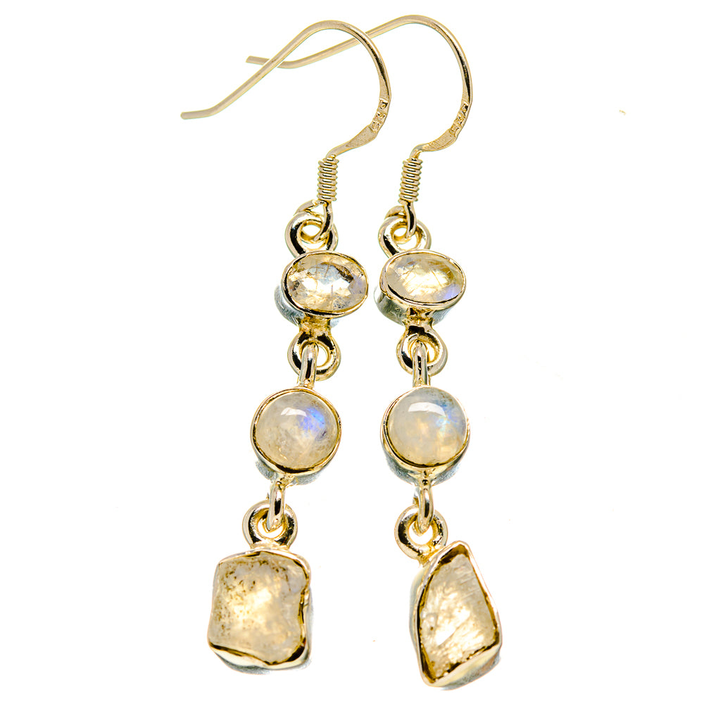 Rainbow Moonstone Earrings handcrafted by Anasilvercos - EARR414998