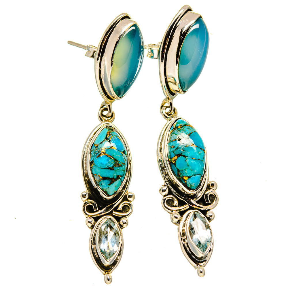 Blue Copper Composite Turquoise Earrings handcrafted by Anasilvercos - EARR415023