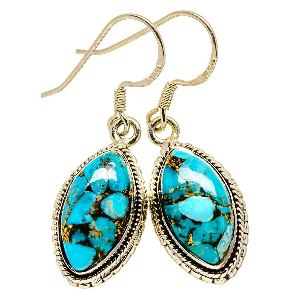 Blue Copper Composite Turquoise Earrings handcrafted by Anasilvercos - EARR415029