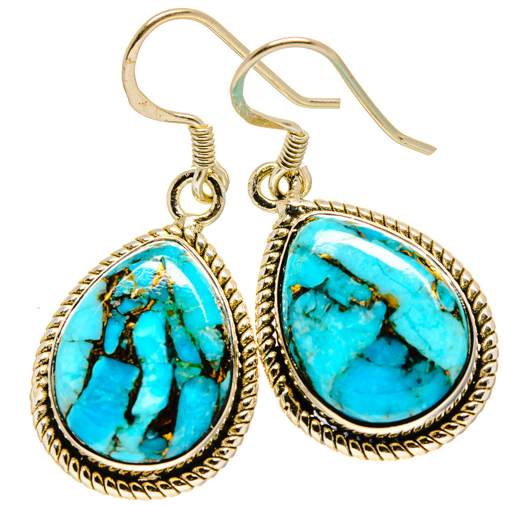 Blue Copper Composite Turquoise Earrings handcrafted by Anasilvercos - EARR415033