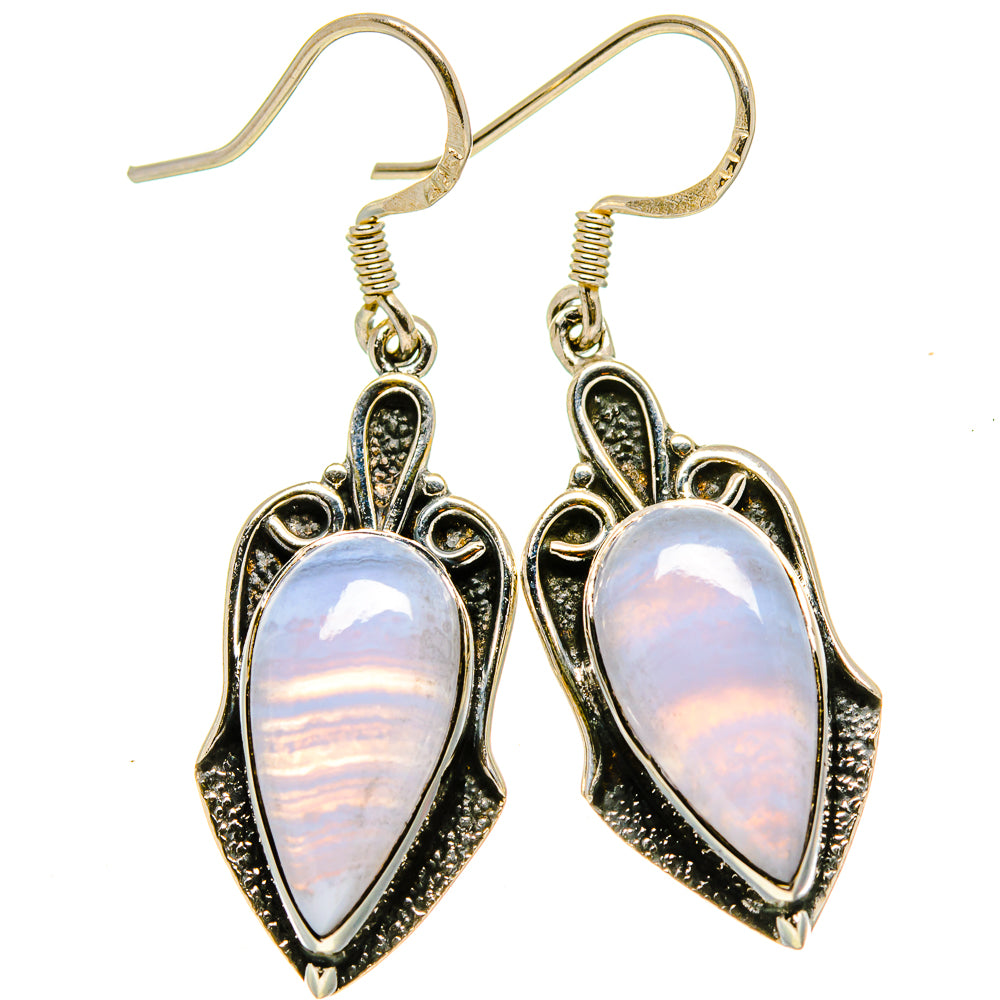 Blue Lace Agate Earrings handcrafted by Anasilvercos - EARR415051