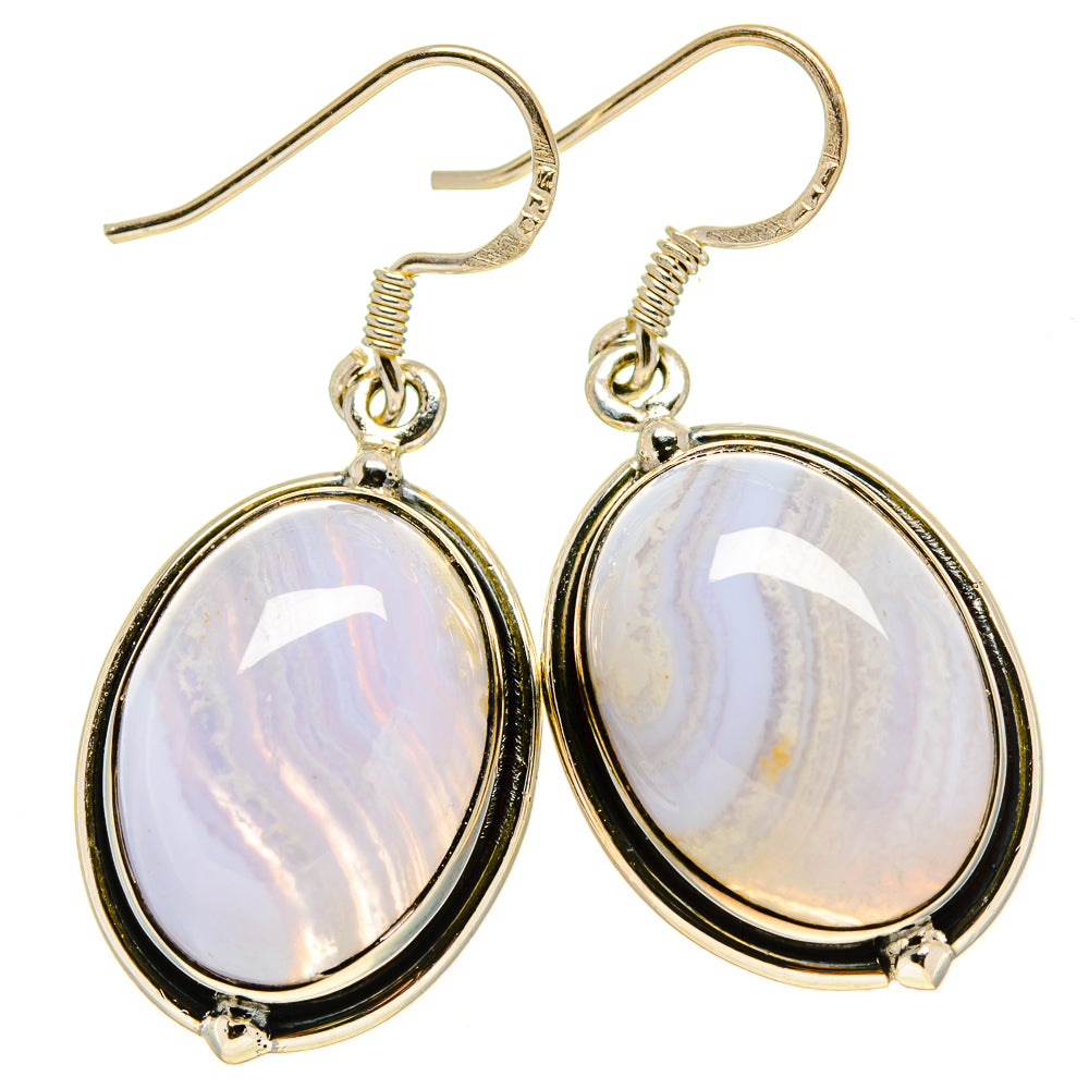 Blue Lace Agate Earrings handcrafted by Anasilvercos - EARR415055