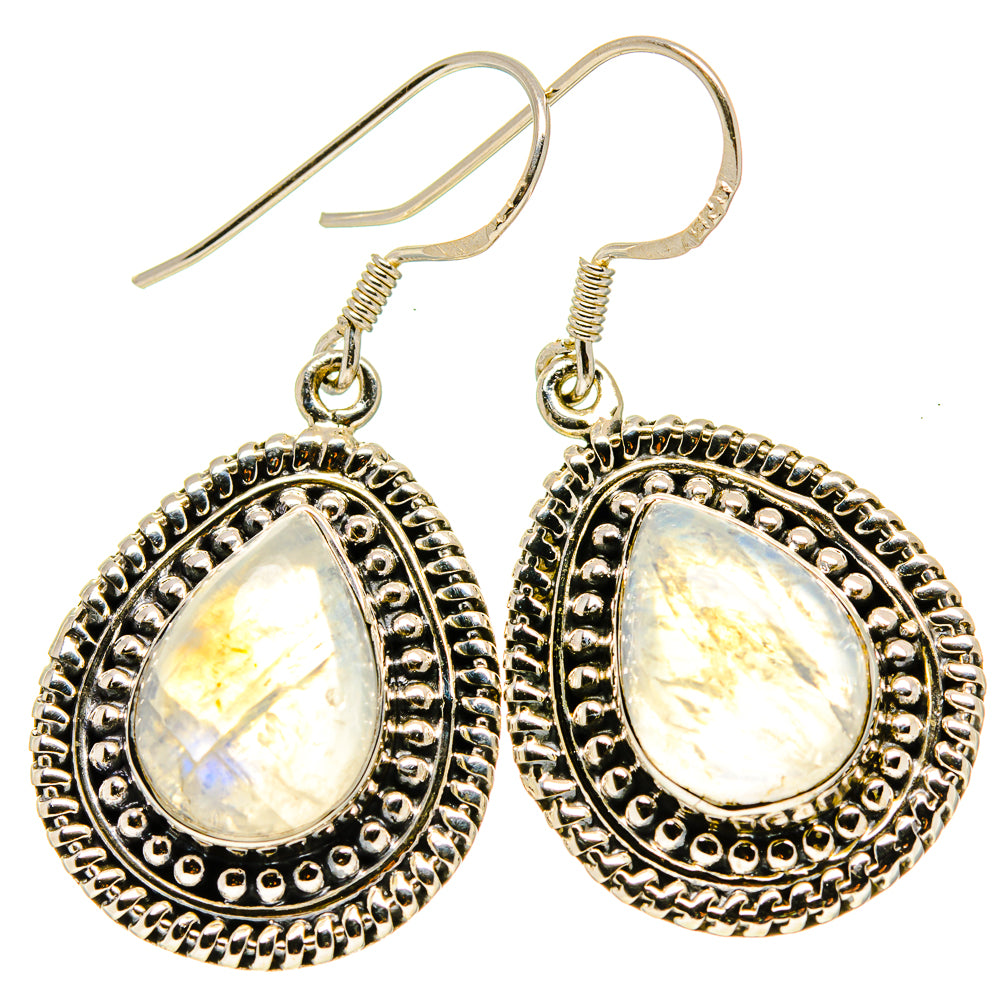 Rainbow Moonstone Earrings handcrafted by Anasilvercos - EARR415060
