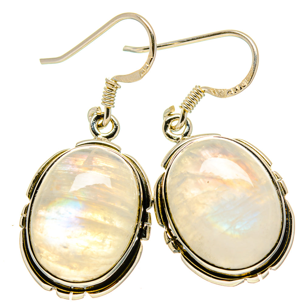 Rainbow Moonstone Earrings handcrafted by Anasilvercos - EARR415084