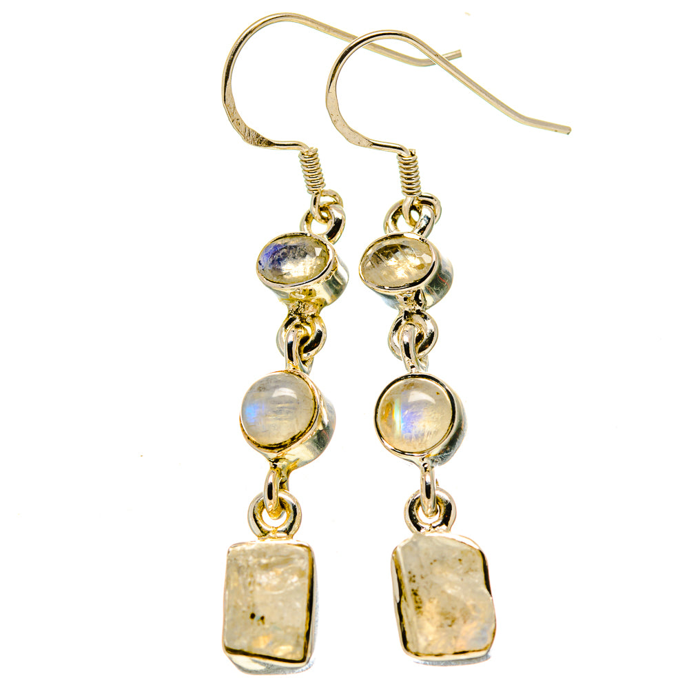 Rainbow Moonstone Earrings handcrafted by Anasilvercos - EARR415085
