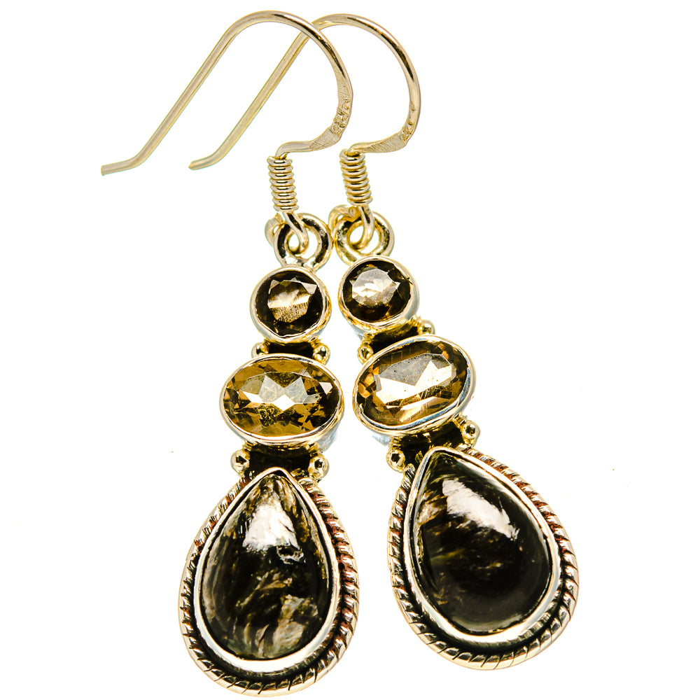 Golden Seraphinite Earrings handcrafted by Anasilvercos - EARR415088