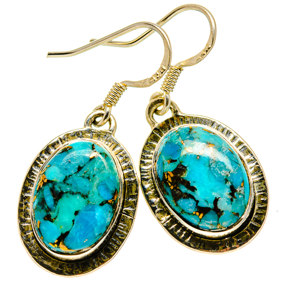 Blue Copper Composite Turquoise Earrings handcrafted by Anasilvercos - EARR415090