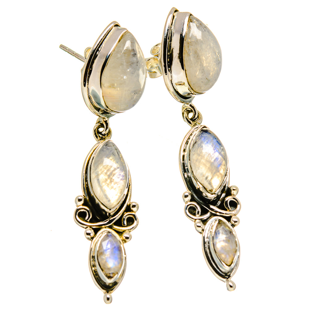 Rainbow Moonstone Earrings handcrafted by Anasilvercos - EARR415096
