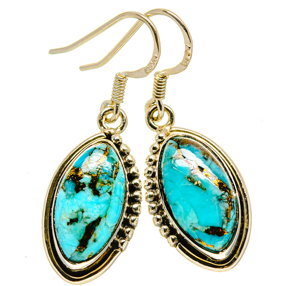 Blue Copper Composite Turquoise Earrings handcrafted by Anasilvercos - EARR415109