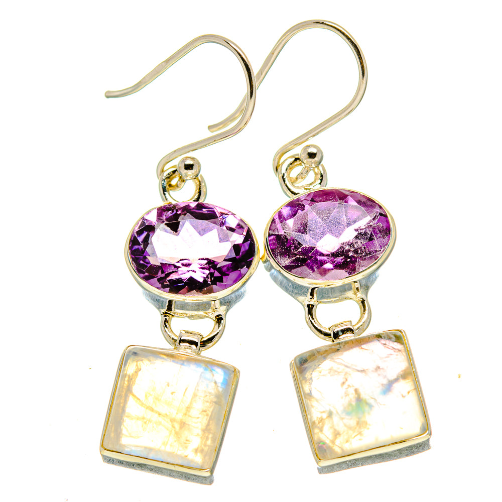 Rainbow Moonstone Earrings handcrafted by Anasilvercos - EARR415121