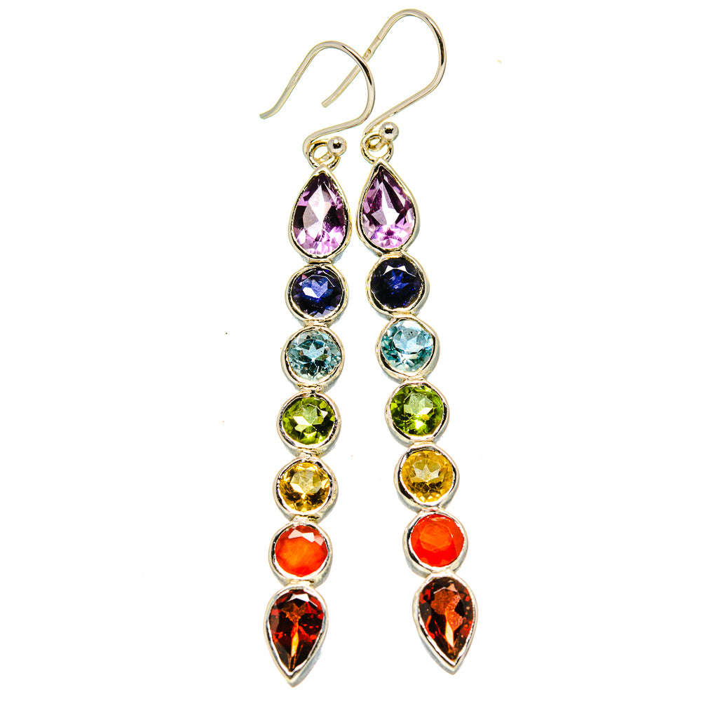 Multi-Stone Chakra Earrings handcrafted by Anasilvercos - EARR415173