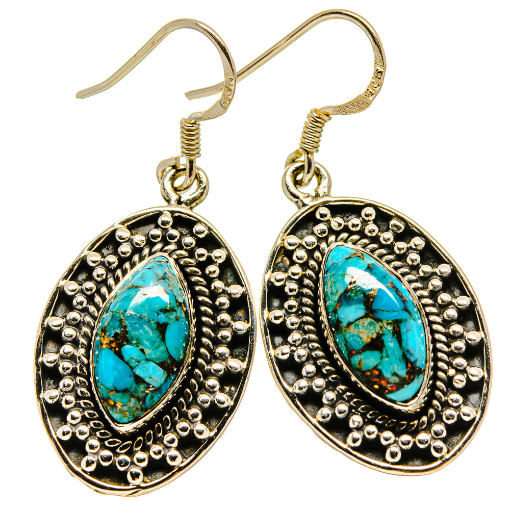 Blue Copper Composite Turquoise Earrings handcrafted by Anasilvercos - EARR415199