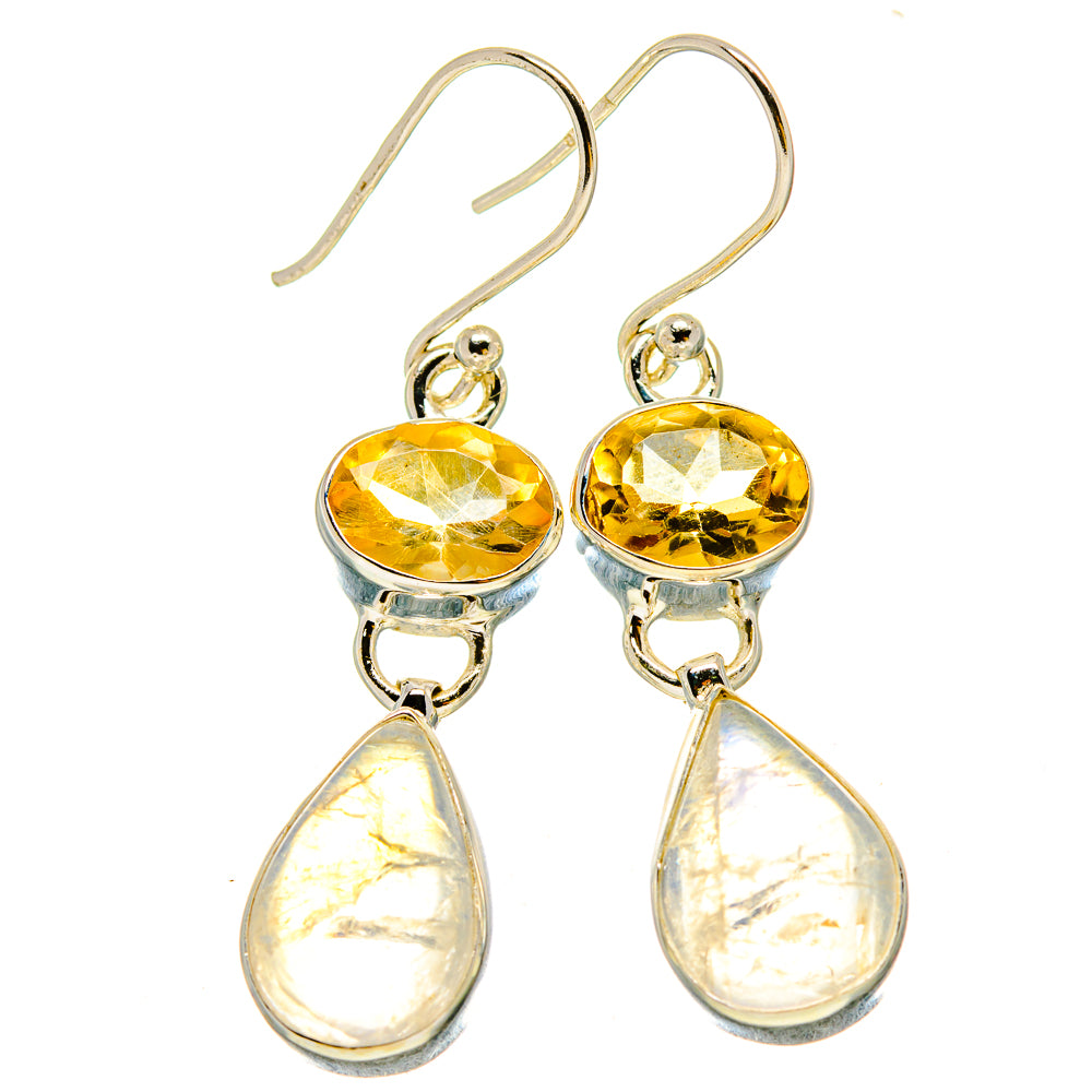 Rainbow Moonstone Earrings handcrafted by Anasilvercos - EARR415203