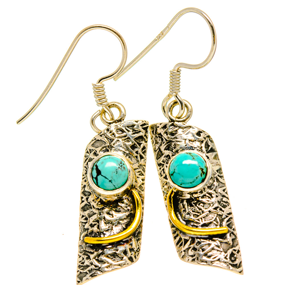 Tibetan Turquoise Earrings handcrafted by Anasilvercos - EARR415205