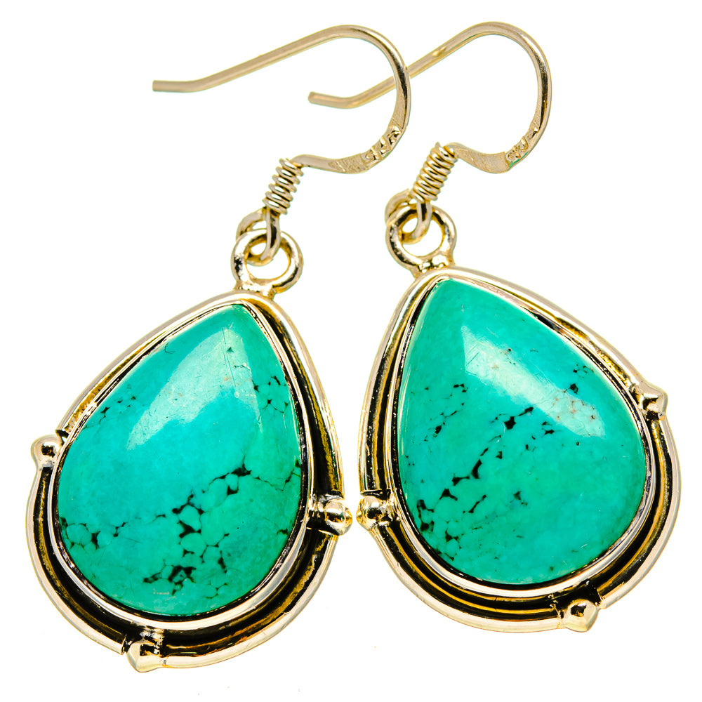 Tibetan Turquoise Earrings handcrafted by Anasilvercos - EARR415211