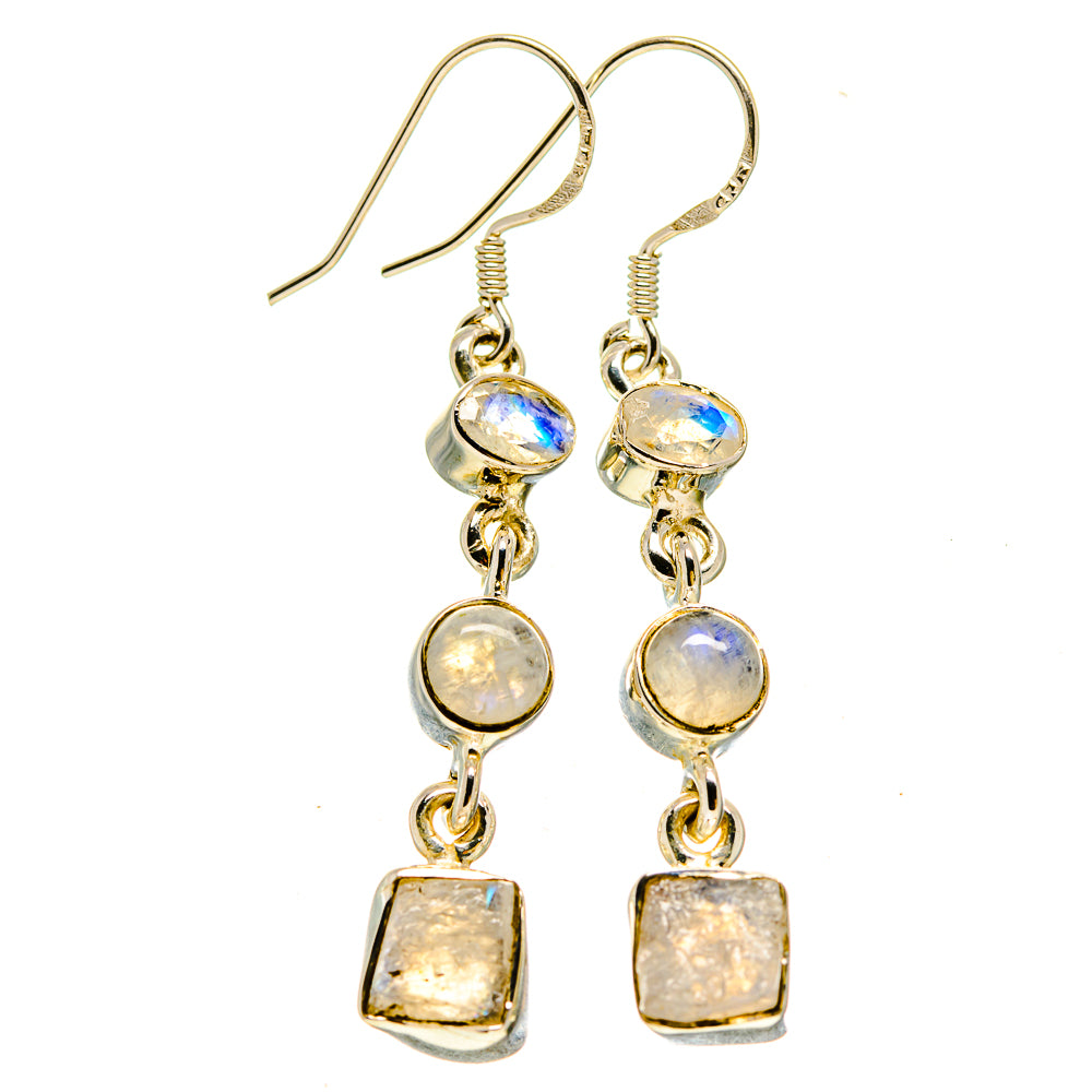 Rainbow Moonstone Earrings handcrafted by Anasilvercos - EARR415227