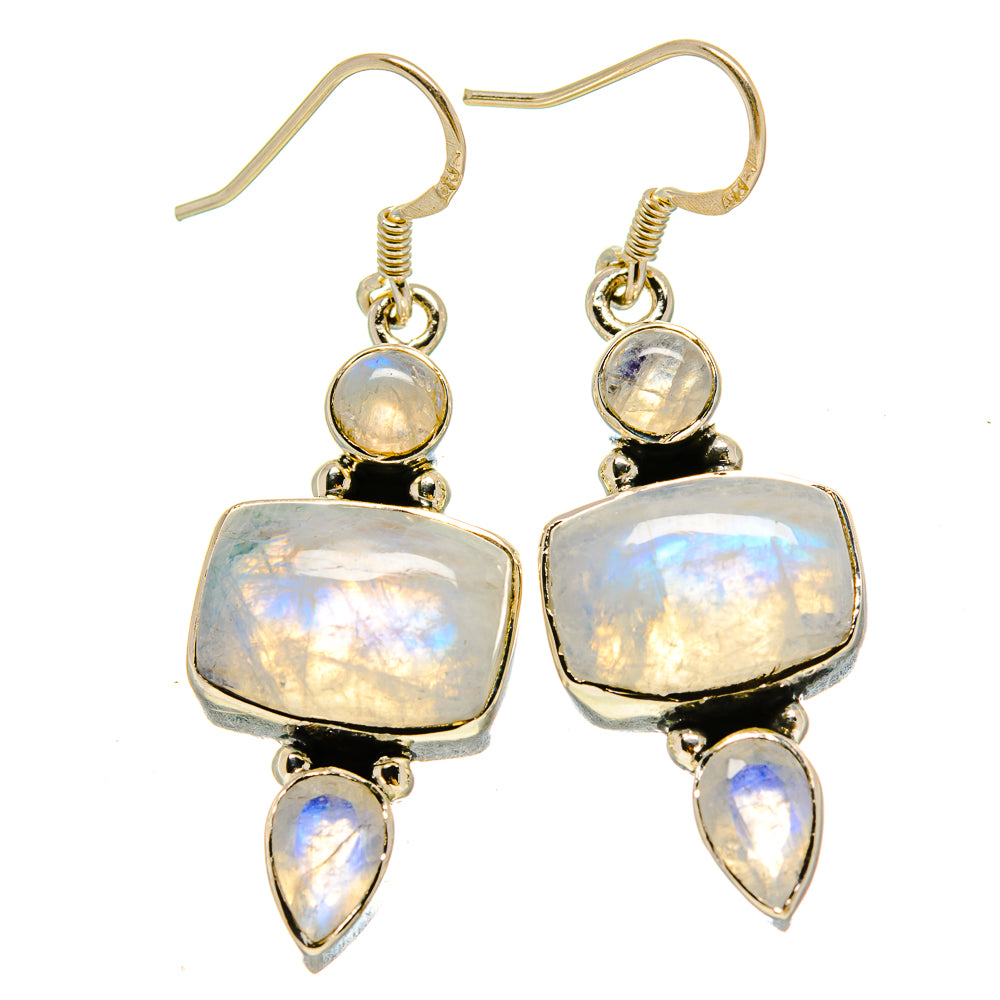 Rainbow Moonstone Earrings handcrafted by Anasilvercos - EARR415230