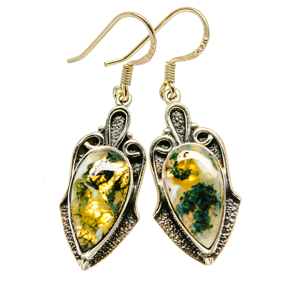 Green Moss Agate Earrings handcrafted by Anasilvercos - EARR415243