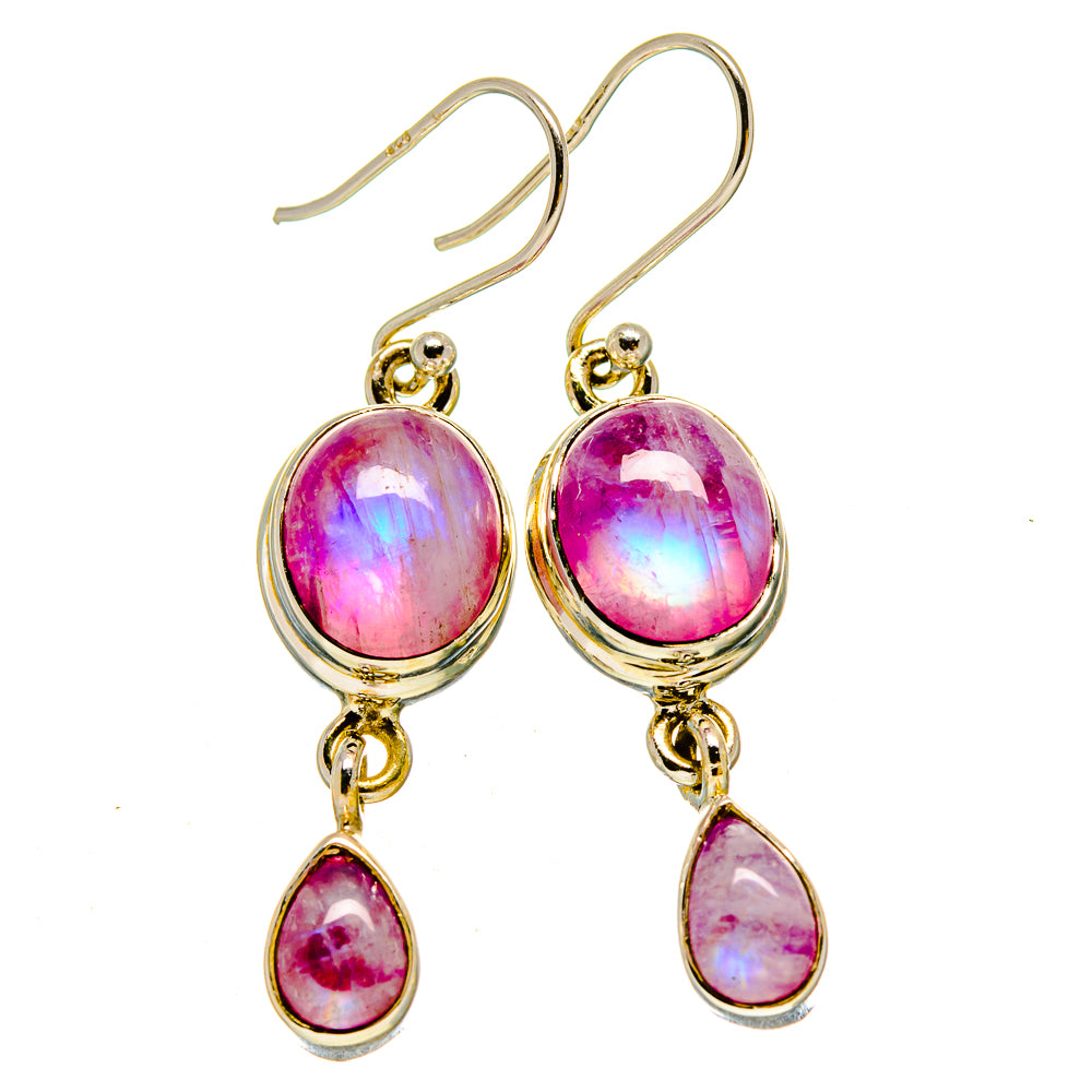 Pink Moonstone Earrings handcrafted by Anasilvercos - EARR415244