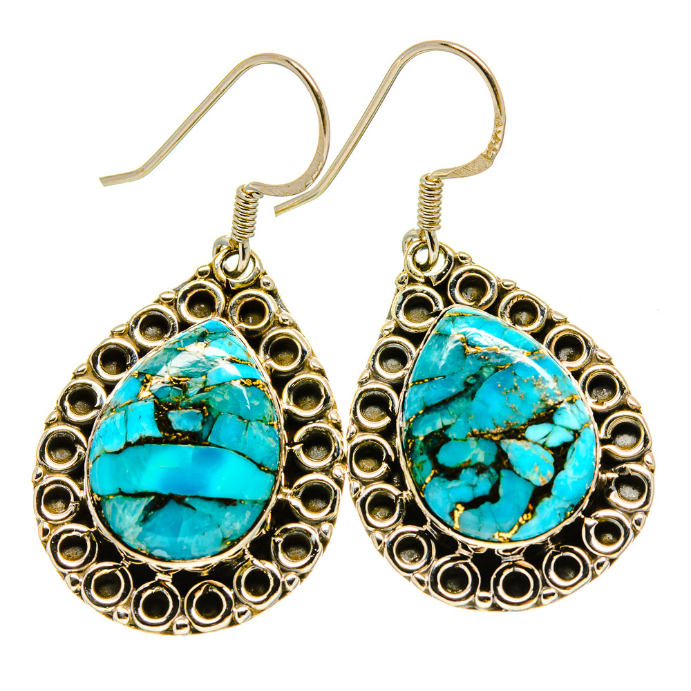 Blue Copper Composite Turquoise Earrings handcrafted by Anasilvercos - EARR415254
