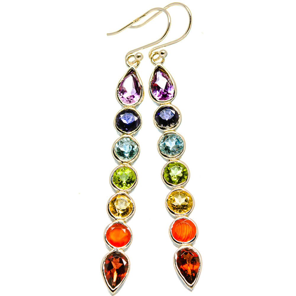 Multi-Stone Chakra Earrings handcrafted by Anasilvercos - EARR415262